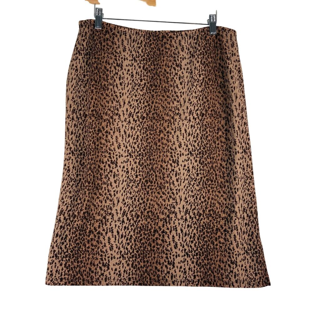 Unbranded Midi Skirt Women's Measured XL Leopard Print Stretchy Metallic Shimmer